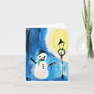 Snögubbe och ljusstation kort