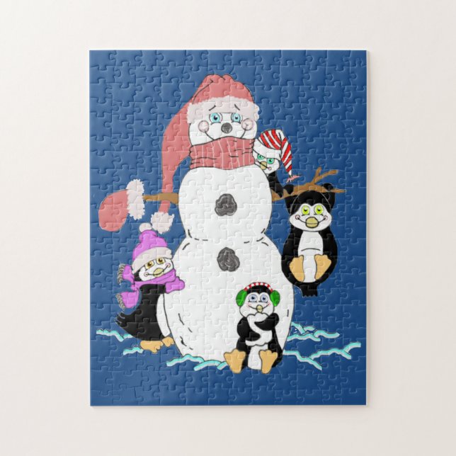 Snögubbe och Penguin Puzzle Pussel (Vertikal)