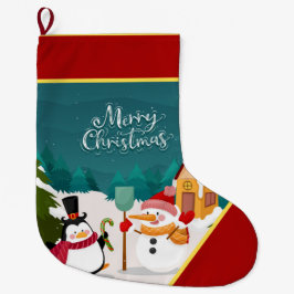 Snögubbe och penguin stor julstrumpa