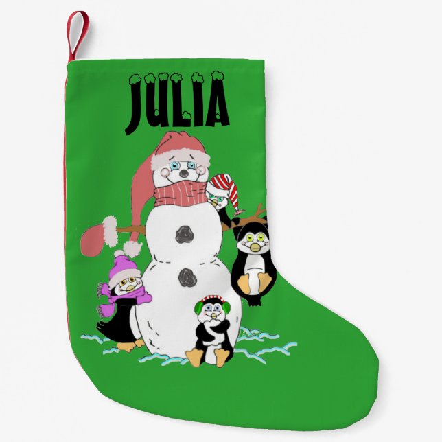 Snögubbe och Penguins jul Liten Julstrumpa (Framsidan)