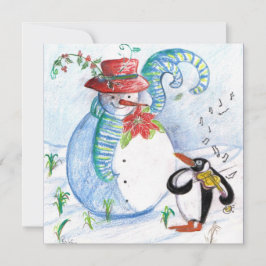 SNÖGUBBE OCH PENGUINS WINTER SERENADE JULKORT