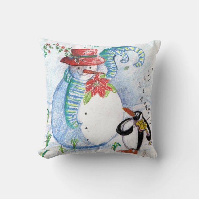 SNÖGUBBE OCH PENGUINS WINTER SERENADE KUDDE (Framsida)
