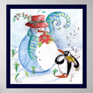 SNÖGUBBE OCH PENGUINS WINTER SERENADE POSTER