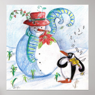 SNÖGUBBE OCH PENGUINS WINTER SERENADE POSTER