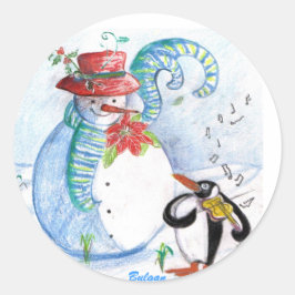 SNÖGUBBE OCH PENGUINS WINTER SERENADE RUNT KLISTERMÄRKE