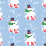Snögubbe och Peppermint Blue Presentpapper<br><div class="desc">Ett beundransvärt illustrerat snögubbe glider glatt ner ett snöstrå backe,  vid en candy cane-pepparmynta.</div>
