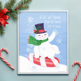 Snögubbe och Peppermint Låt det snöa Art-utskrift Poster