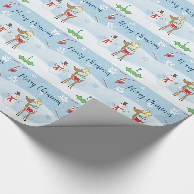 Snögubbe och renar presentpapper (Hörn)
