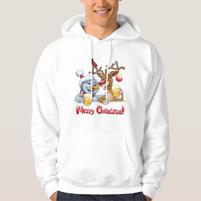 Snögubbe och renstugan till jul hoodie (Framsida)