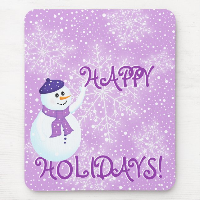 Snögubbe och Snöflingor Mousepad Musmatta (Framsidan)