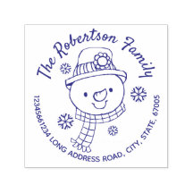 Snögubbe och Snöflingor under Returadressen jul