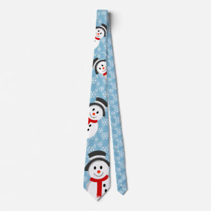 Snögubbe- och Snowflakemönster Slips