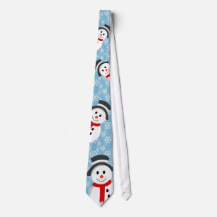 Snögubbe- och Snowflakemönster Slips