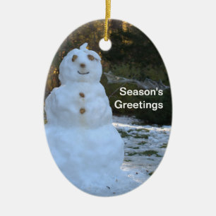 Snögubbe och SnowLady Reversible Julgransprydnad Keramik
