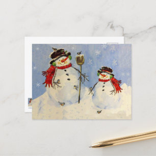 Snögubbe och Son Card Vykort