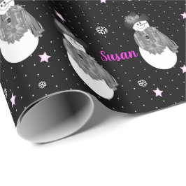 Snögubbe och stjärnor presentpapper