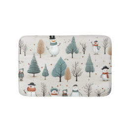 Snögubbe och träd badrumsmatta