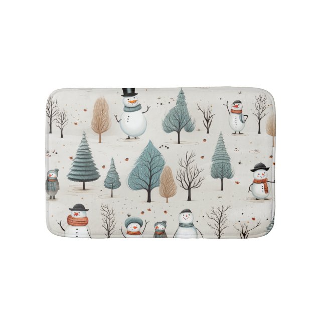 Snögubbe och träd badrumsmatta (Framsidan)