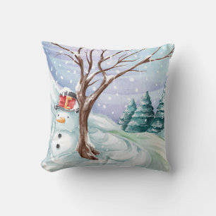 Snögubbe och vinter kudde