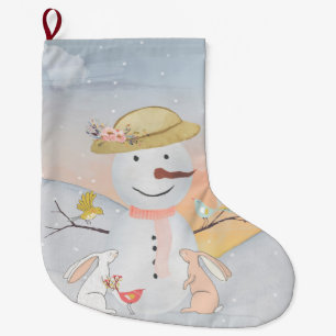 Snögubbe och Winter Woodland Friends Stor Julstrumpa