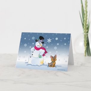 Snögubbe och Yorkie julkort Helgkort