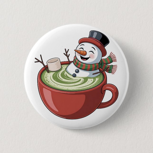 Snögubbe om Matcha Bathub-julen Knapp (Framsida)