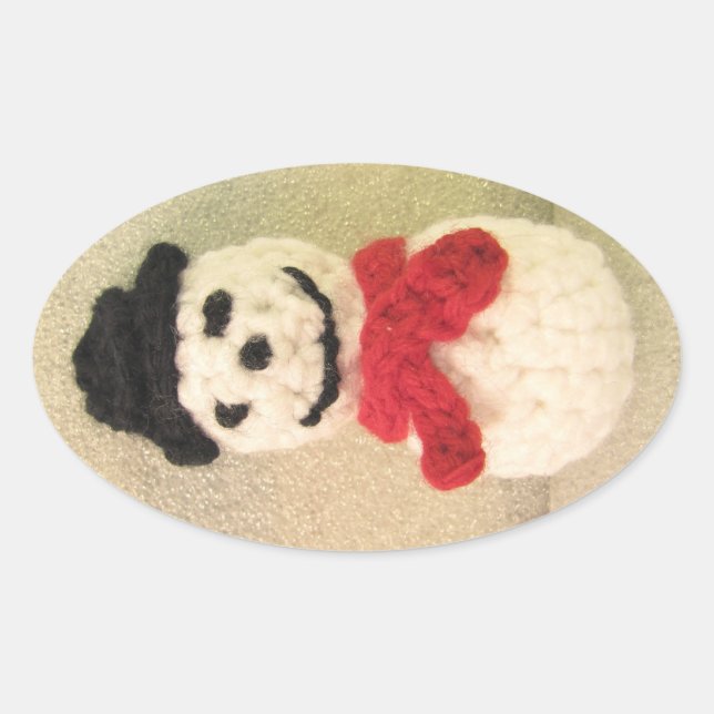 Snögubbe Oval Stickers Ovalt Klistermärke (Framsida)