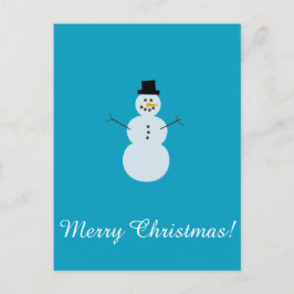Snögubbe på blå bakgrund. God Jul! Vykort