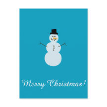 Snögubbe på blå bakgrund. God Jul!