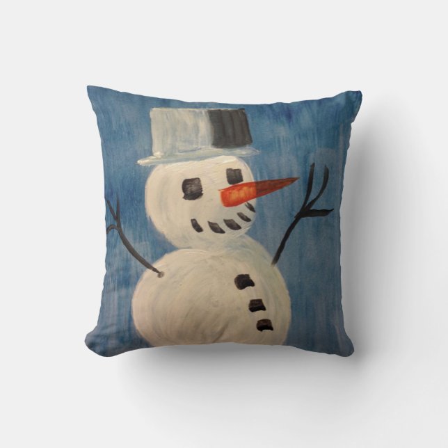 Snögubbe på blått kudde (Framsida)