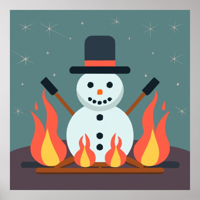 Snögubbe på campingplatsen poster (Framsidan)