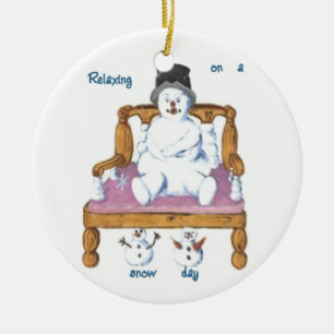 snögubbe på en snögubbe-temad stol, ornament
