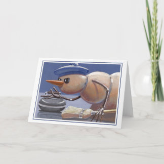 Snögubbe på ett tomt kort för iskurva