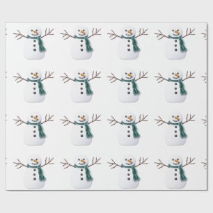 Snögubbe på helgdag som slår in papper presentpapper