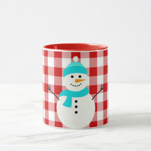 Snögubbe på plaid mugg