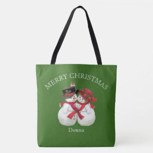 Snögubbe par, God jul Tygkasse