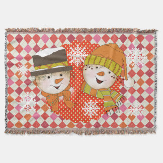 Snögubbe par punkter och Argyle Helgdag Throw Filt