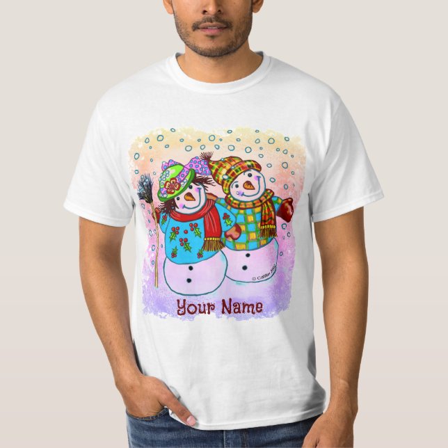 Snögubbe par t-tröjor t shirt (Framsida)