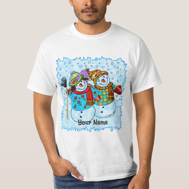 Snögubbe par t-tröjor t shirt (Framsida)