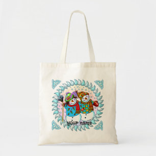 Snögubbe par tote bags, tygkasse