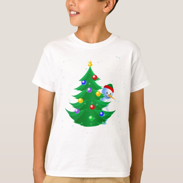 Snögubbe Peeking T Shirt (Framsida)