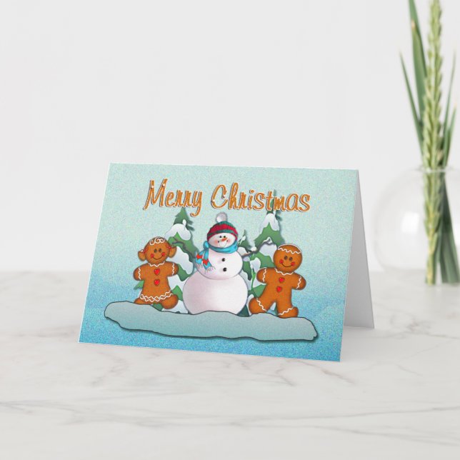 SNÖGUBBE- & PEPPARKAKAUNGAR av SHARON SHARPE Helgkort (Framsida)