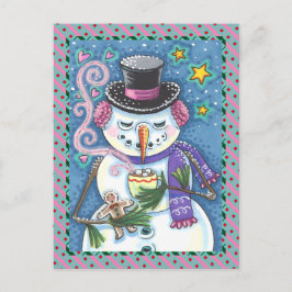 SNÖGUBBE, PEPPARKAKSGUBBE & MUGG AV HETT CHOCOLATE HELG VYKORT