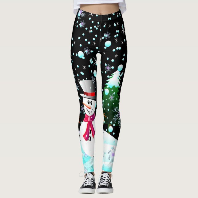 Snögubbe "personifierad god jul" leggings (Framsida)