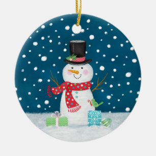 Snögubbe Photo jul Ceramic Ornament