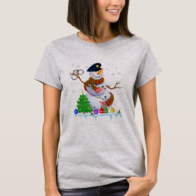 Snögubbe polishjul Ljus Julafton Träd Snögubbe T Shirt (Framsida)