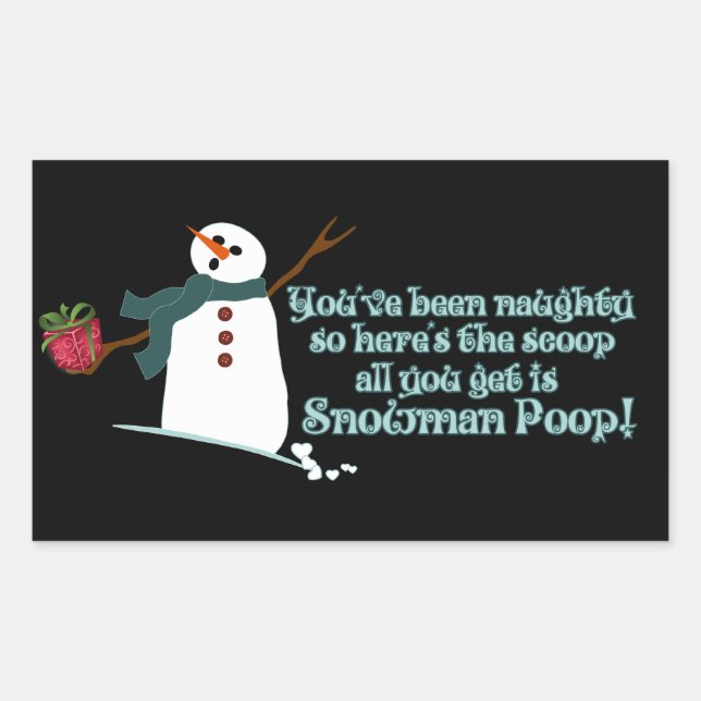 Snögubbe Poop Rektangulärt Klistermärke (Framsida)