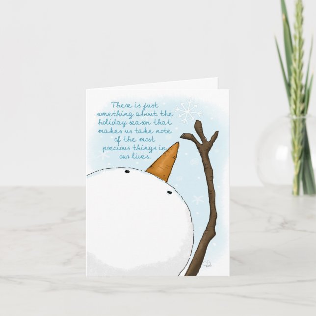 Snögubbe Reacherar för Snowflake Precious Sak Helgkort (Framsida)