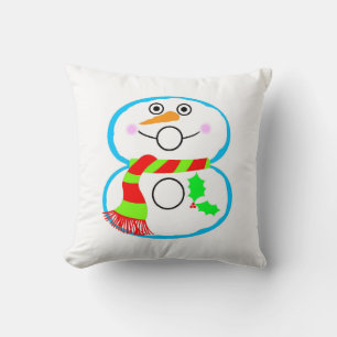 Snögubbe Red Grönt Scarf-julhuset Helgdag Kudde