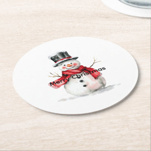 Snögubbe Red Scarf jul Underlägg Papper Rund